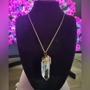 Gold and Clear Crystal Pendant Necklace